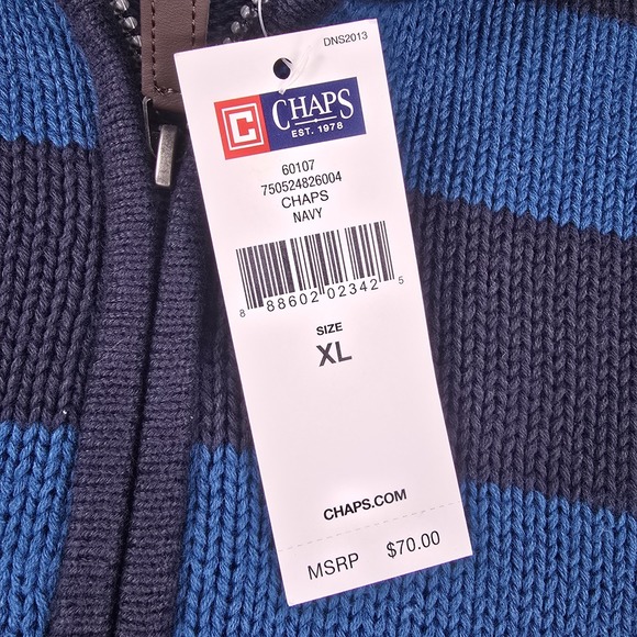 NEW Chaps 1/4 Zip Polo Sweater Men's‎ size XL Color Block Striped prep Academia - Picture 5 of 13